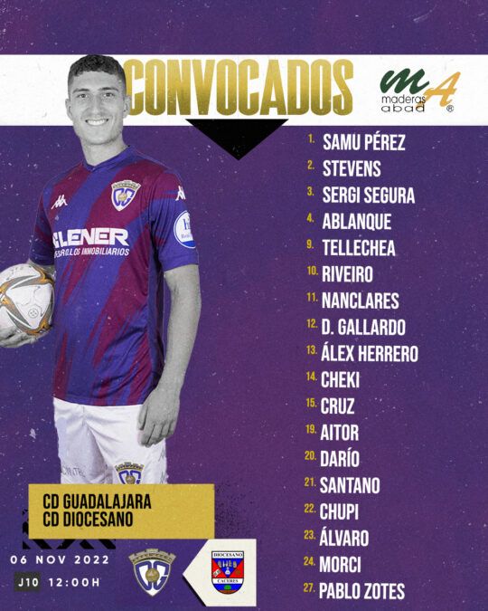 Convocatoria del C.D. Guadalajara para medirse al C.D. Diocesano