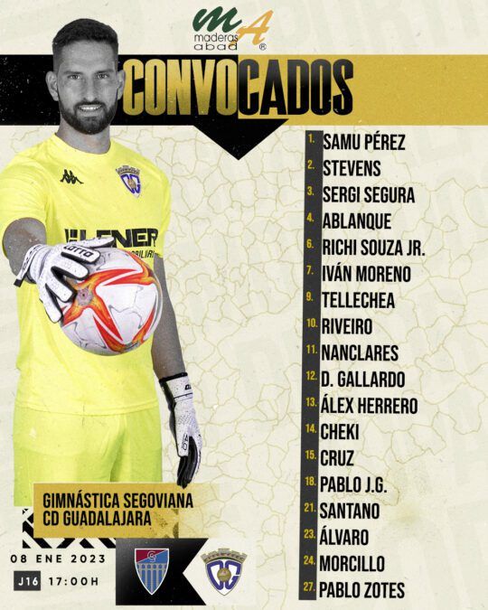 Convocatoria del C.D. Guadalajara para visitar a la Gimnástica Segoviana
