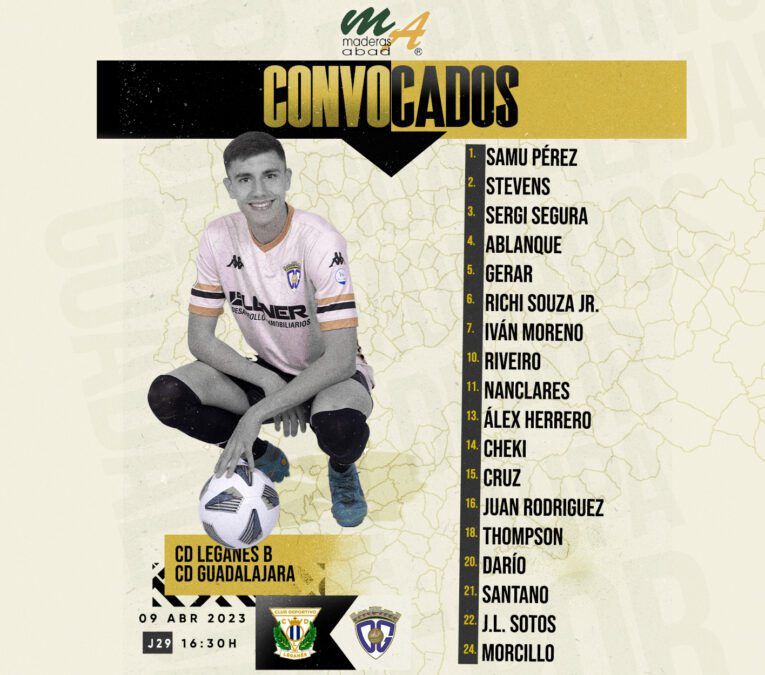 Convocatoria del C.D. Guadalajara para visitar al C.D. Leganés ‘B’