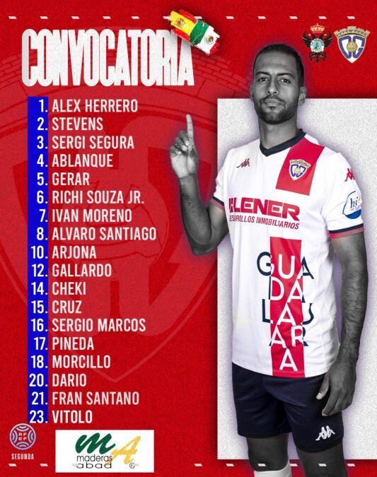 Convocatoria del C.D. Guadalajara para medirse al C.F. Talavera